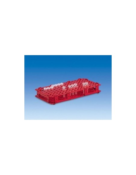 Microcentrifuge tube rack PP for 128 tubes up to Ø 11 mm red