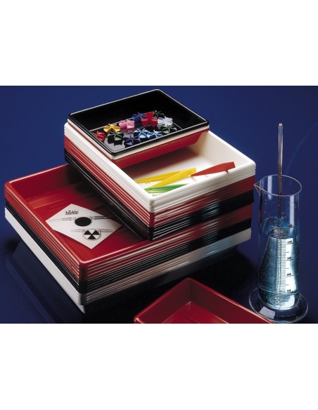 Tray PVC red with ribs deep form inner dimensions LxW 310x410 mm