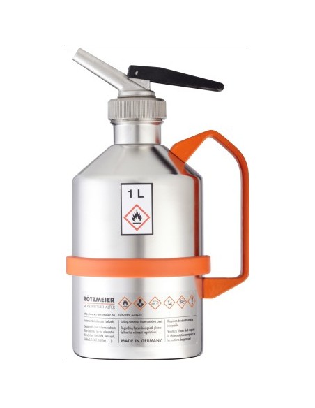 Safety can with metering device pressure control valve