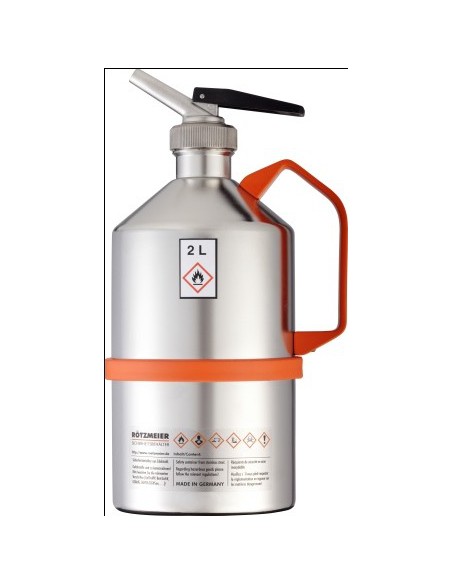 Safety can with metering device pressure control valve