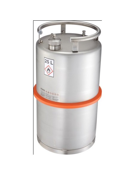 Safety transportation barrel with screw cap stainless steel 25L