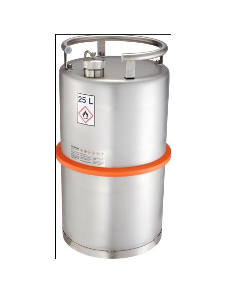 Safety barrel with screw cap pressure control valve stainless