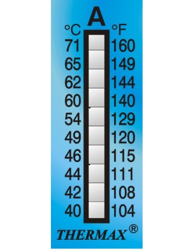 Thermax 10 Level Strips 35x15 mm measuring range +40 to +71°C