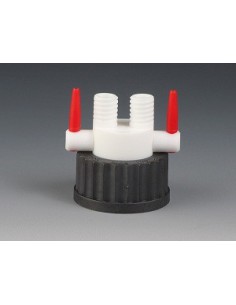 Screw cap GL45 PPS 2 Necks GL 14 2 Stopcocks PTFE