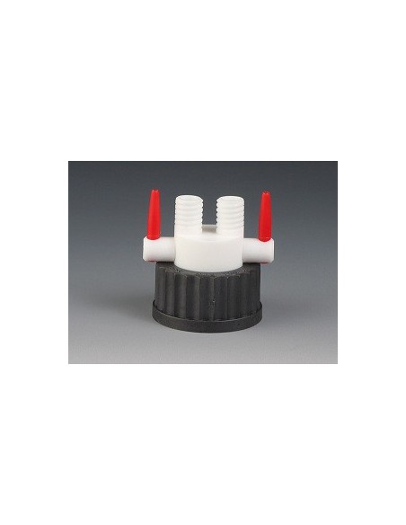 Screw cap GL45 PPS 2 Necks GL 14 2 Stopcocks PTFE