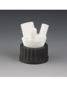 Zakrętka GL45 z 2 szyjkami GL14 i 1 szyjka GL25 PTFE
