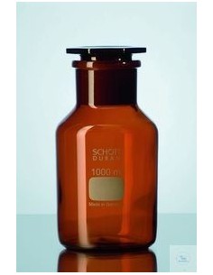 Reagent bottle 500 ml wide neck Duran amber NS 45/40 with glass