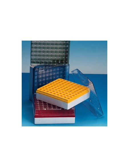 Kryobox PC rot für 9x9 Kryoröhrchen 1/2 ml 133x133x52 mm
