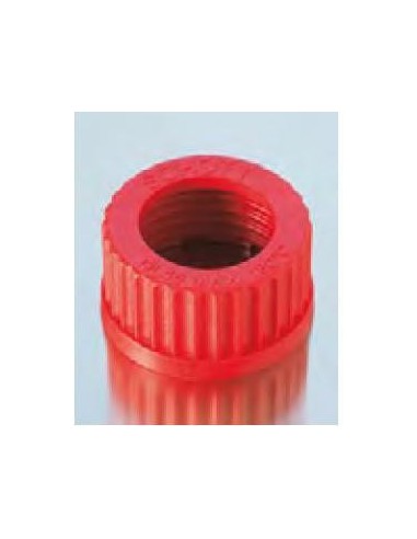 Screw cap with apprture PBT red GL 18 aperture 11 mm pack 10