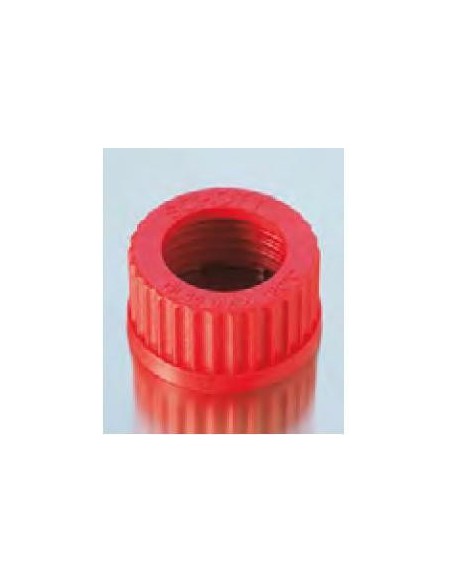 Screw cap with apprture PBT red GL 18 aperture 11 mm pack 10